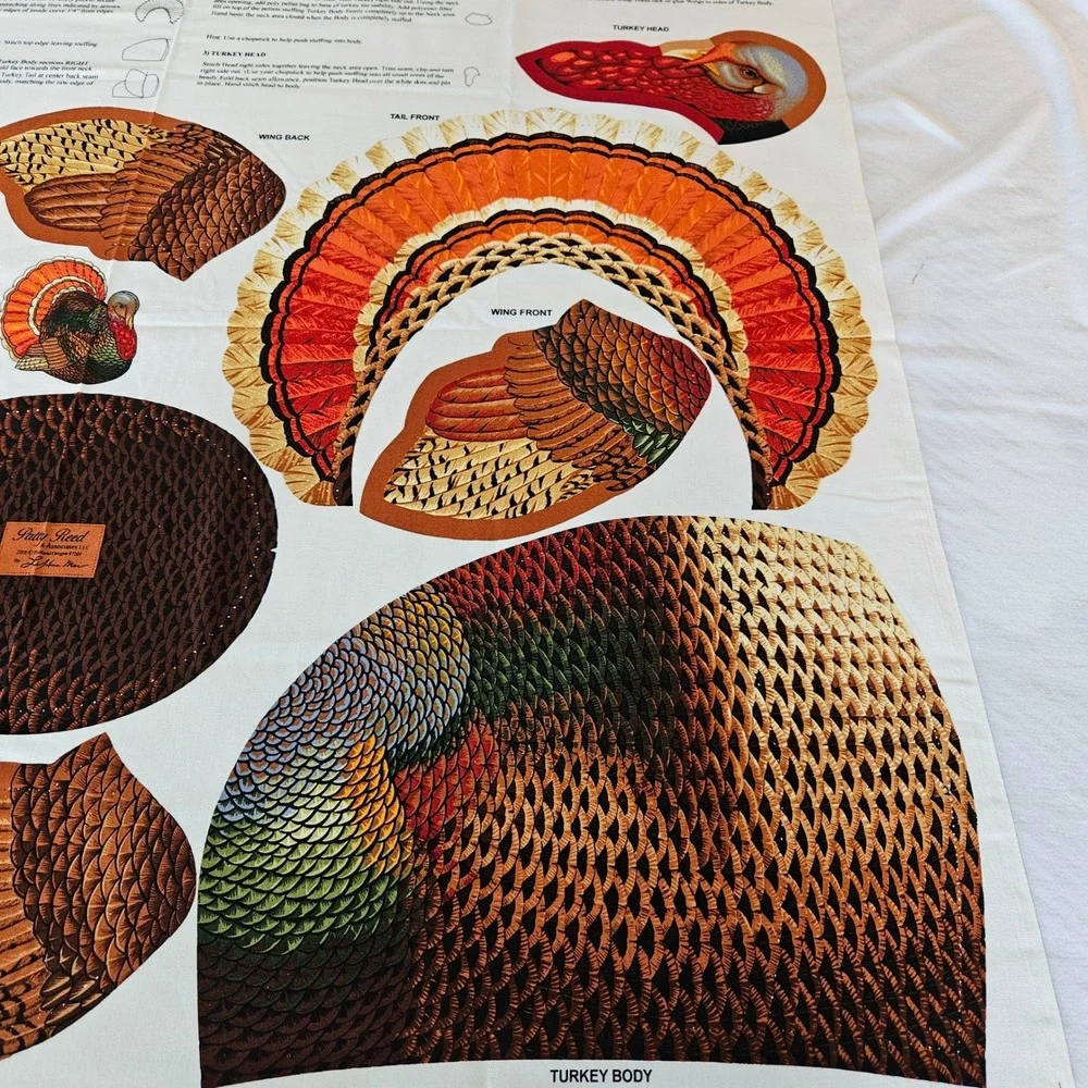 Patty Reed Designs Autumn Harvest Stuffed Turkey Fabric Panel DIY Sewing Project